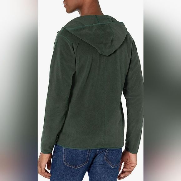 Amazon Essentials Mens Polar Fleece Long Sleeve Zip Front Forest Green Hoodie M - Picture 2 of 8